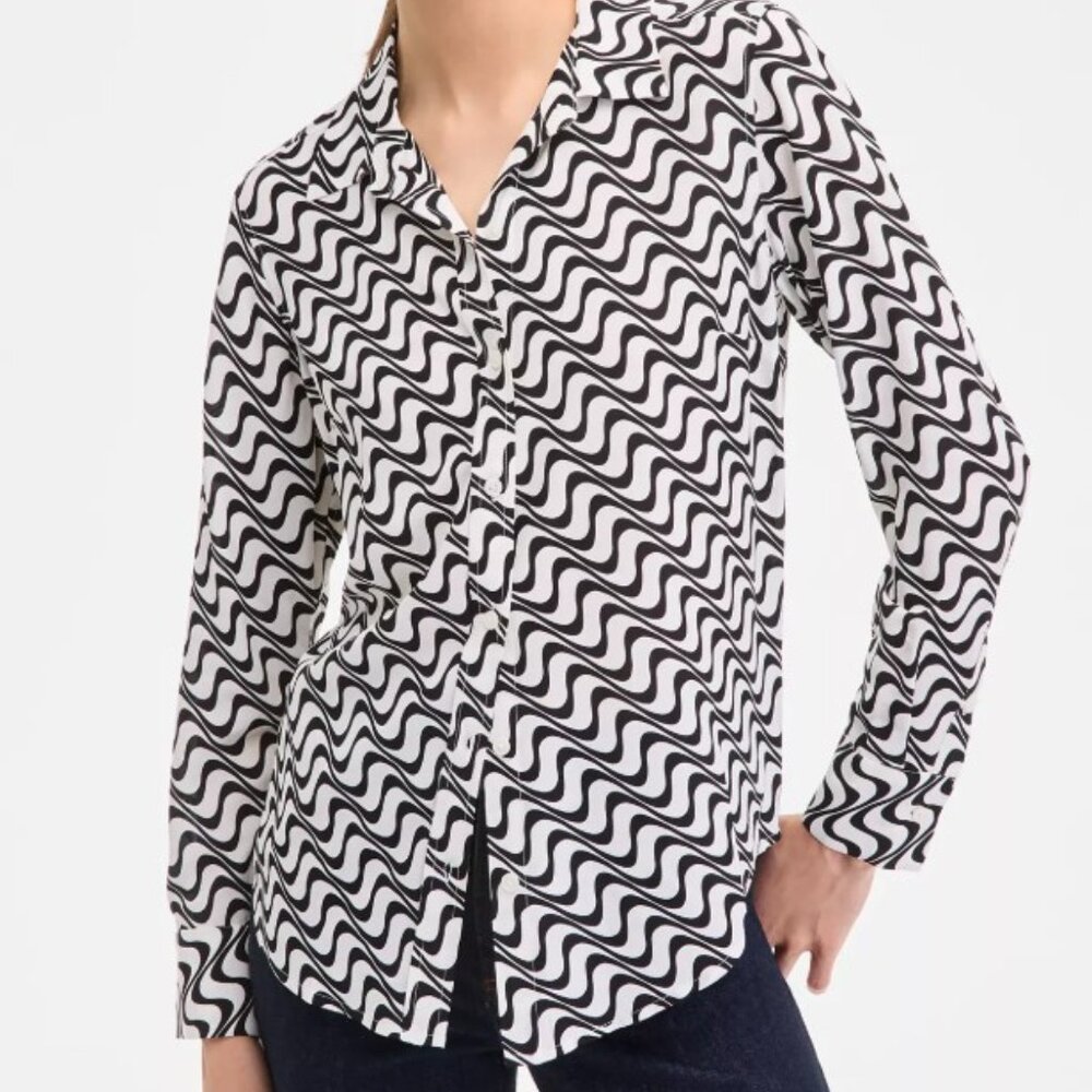 INC International Concepts Arlo Waves Button Down Shirt Top M NEW!!